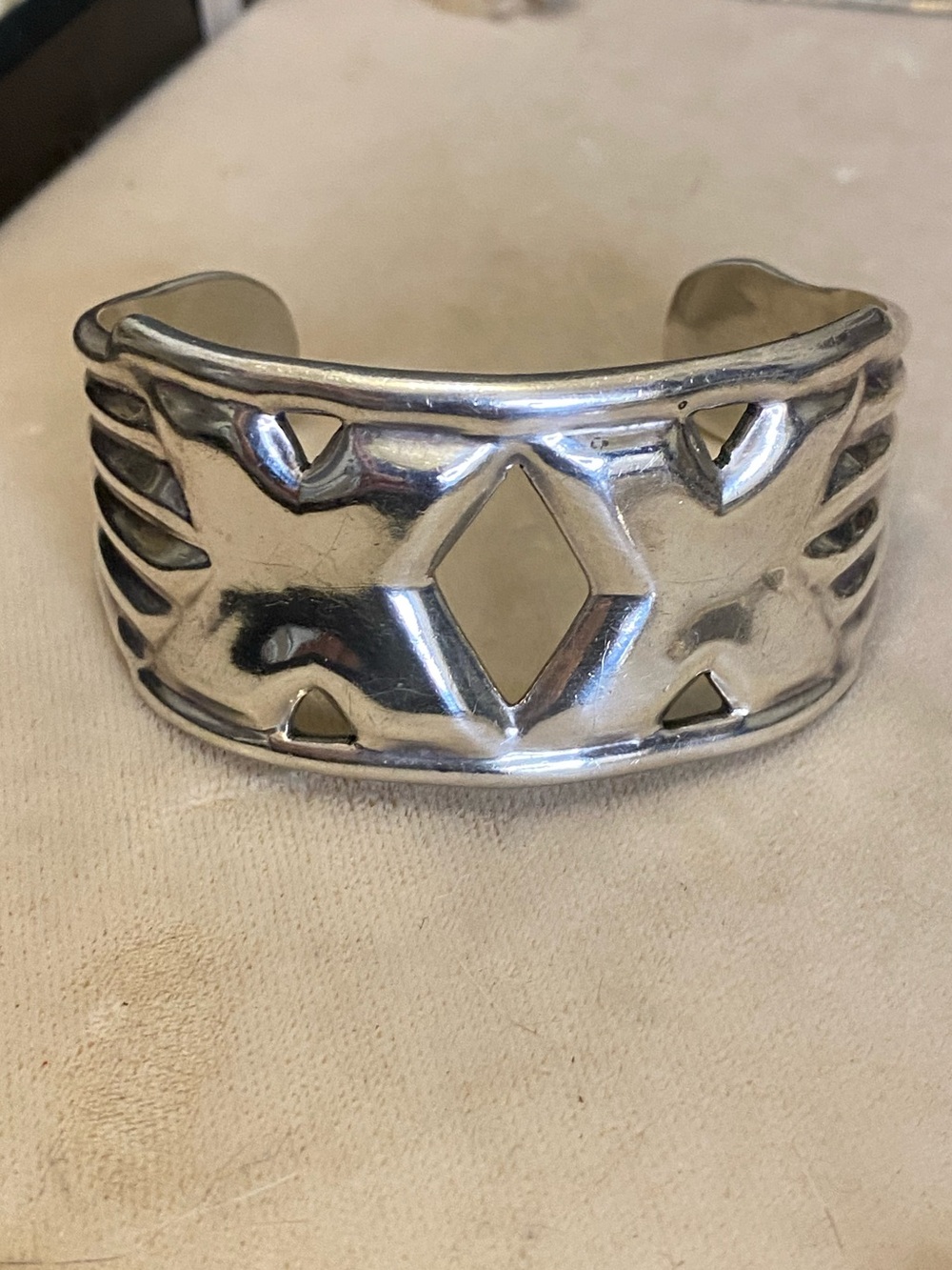 Vintage Taxco Sterling Silver HOB Wide Cuff Bracelet 925